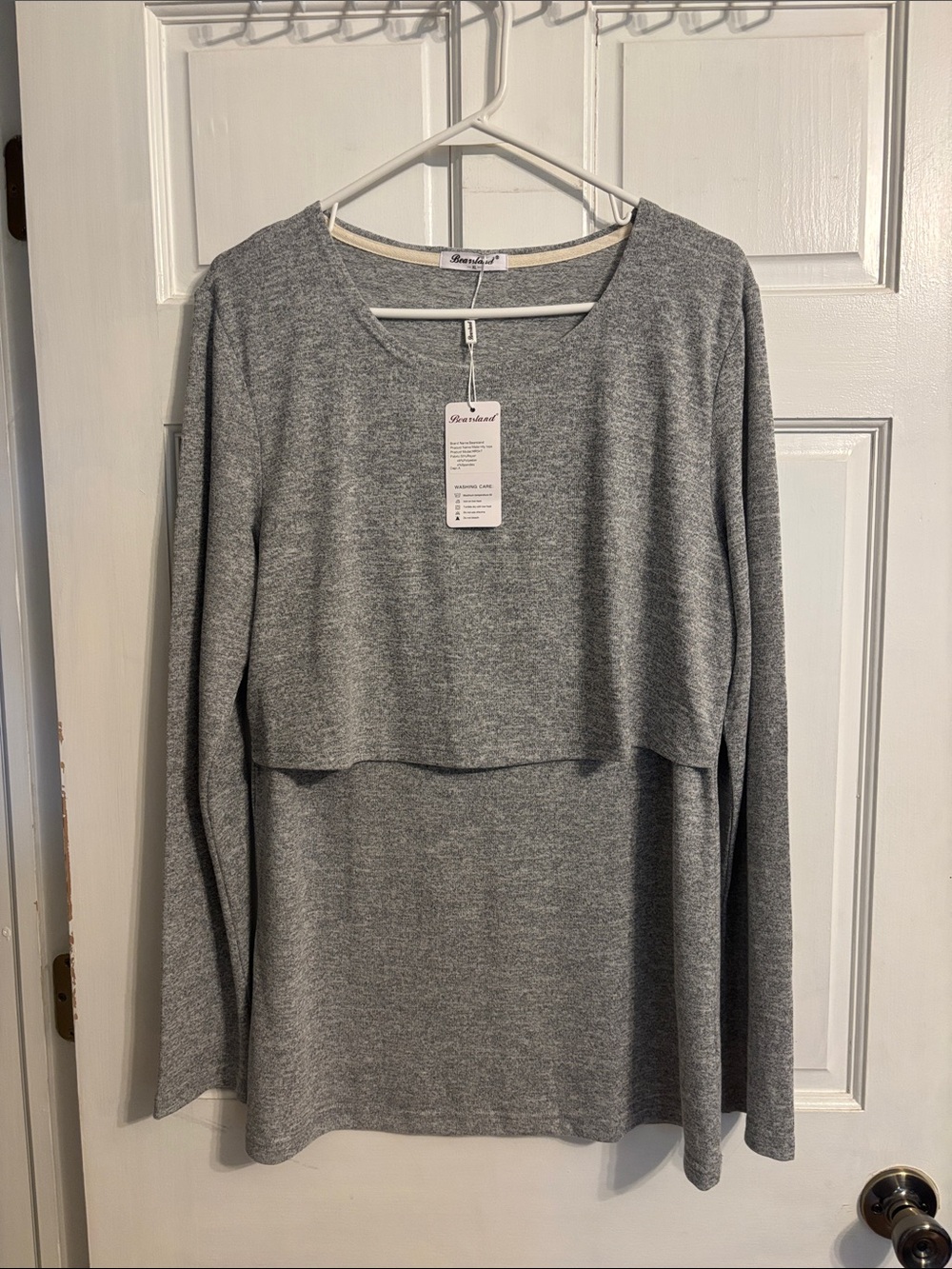Bearsland soft Gray Layered Long-Sleeve Nursing Top